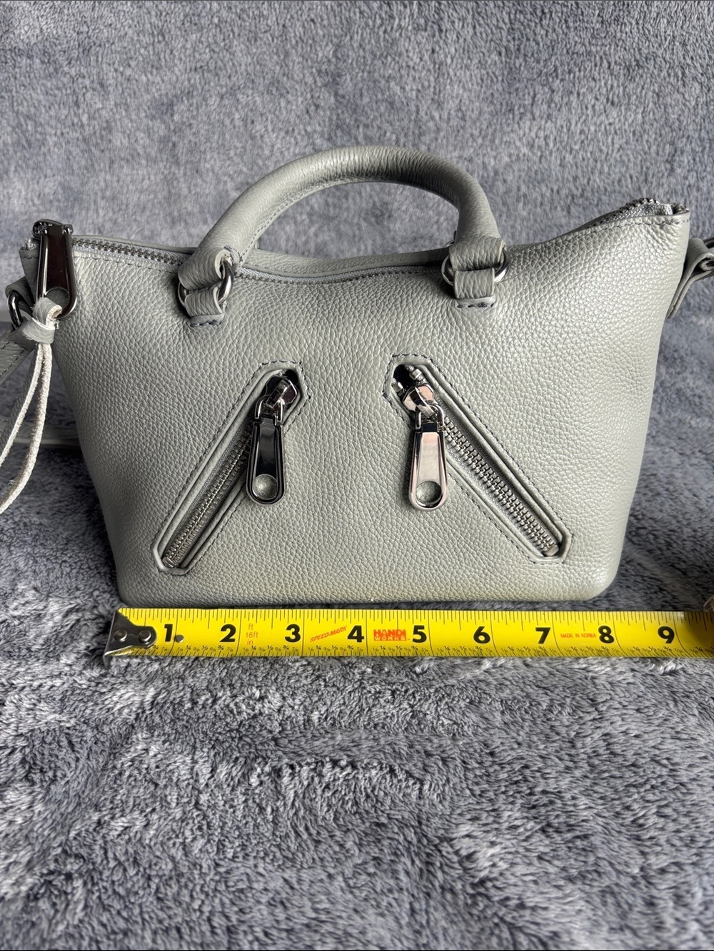 Rebecca Minkoff Micro Moto Leather Satchel in Dove Grey EUC - Picture 3 of 6